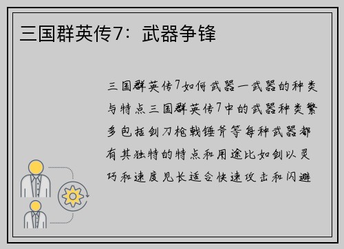 三国群英传7：武器争锋